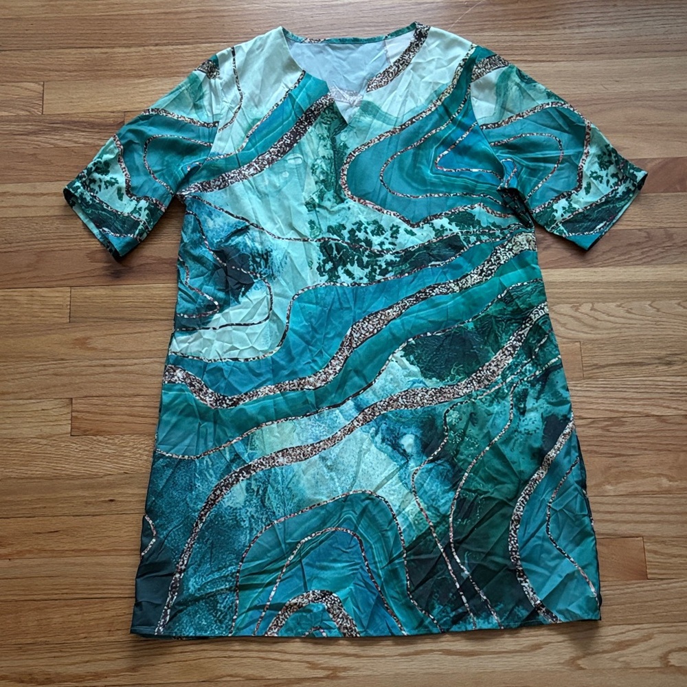 Chic Shift Aqua Dress